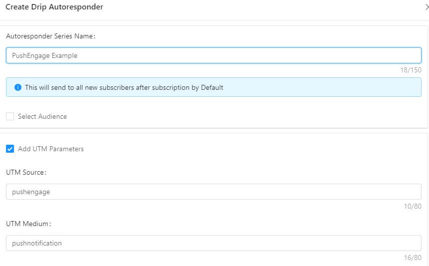 utm parameters in drip push campaign