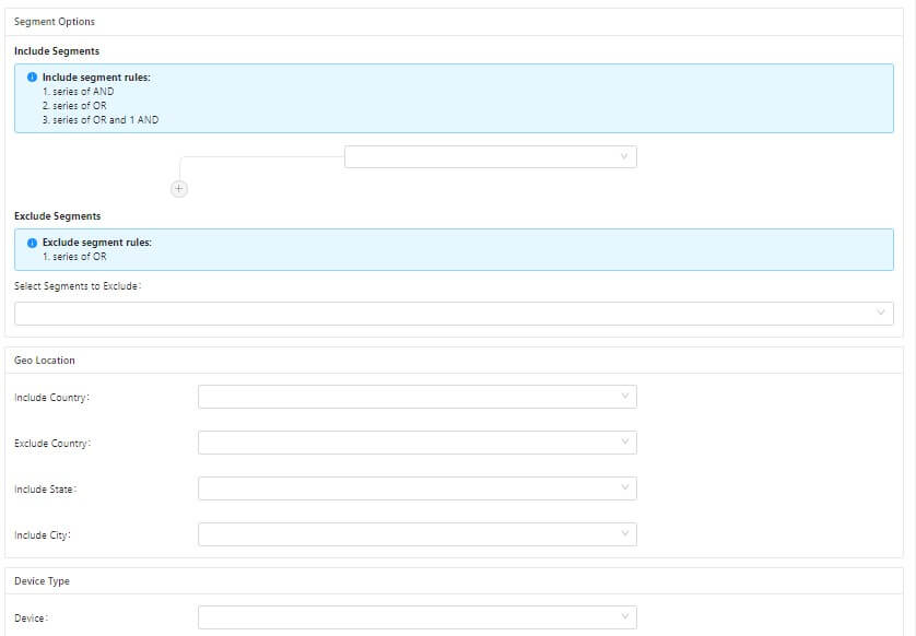 segment options in web push