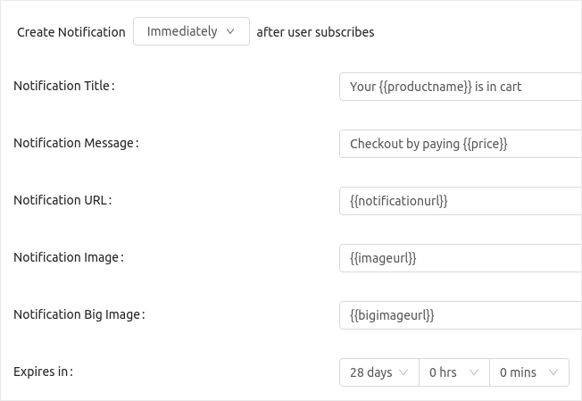 Create an abandoned cart notification