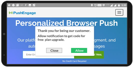 Free Upgrade Push Notification Opt-In