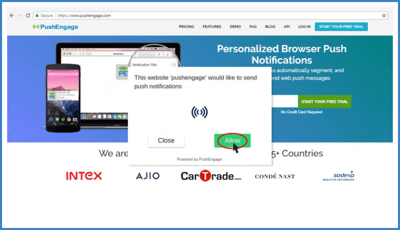 Large Safari Style Push Opt-In