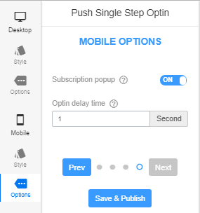 Single step optin delay mobile