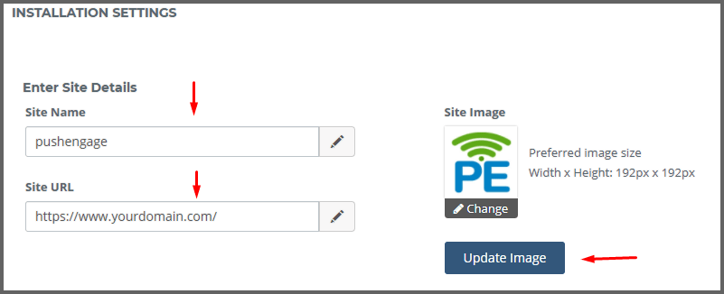 Update Settings for Web Push Notification