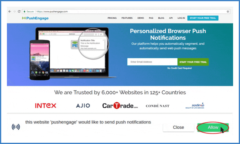 Floating Bar Push Opt-In