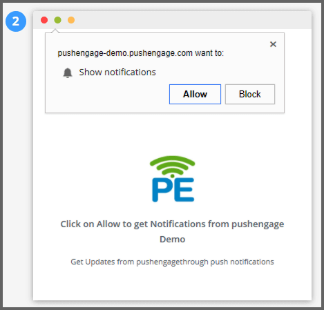 intermediate page for Web Push Notifications