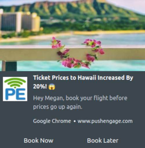 Flight ticket price increase notification