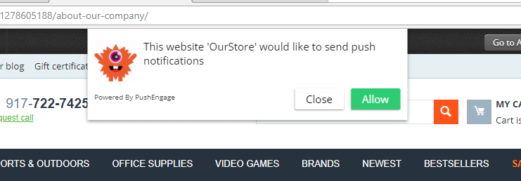push opt-in on cs cart website using PushEngage