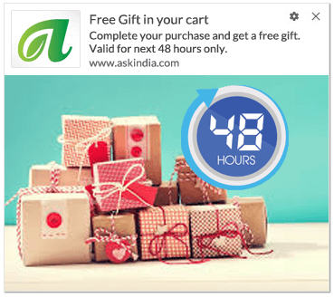 offer gift in abandoned cart notification template