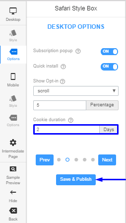 Cookie duration in opt-in desktop