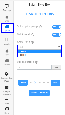 optin delay on page load