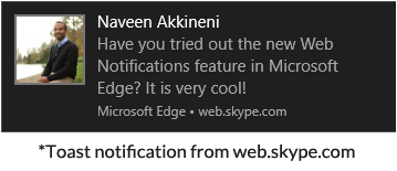 Toast notification from web.skype.com