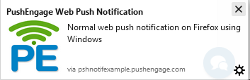 Normal web push notification on Firefox using Windows