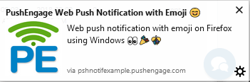 Web push notification with emoji on Firefox using Windows