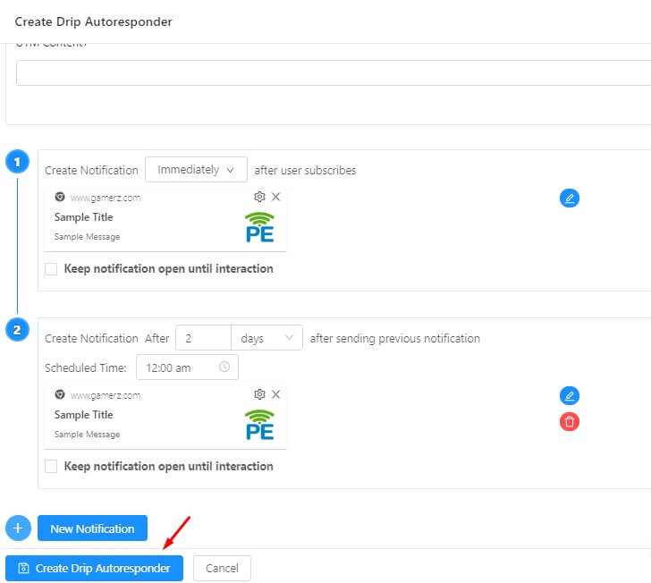 create form abandonment push notification