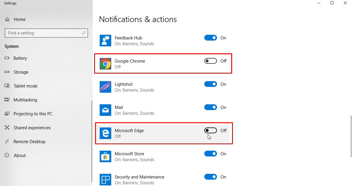 notification settings for chrome