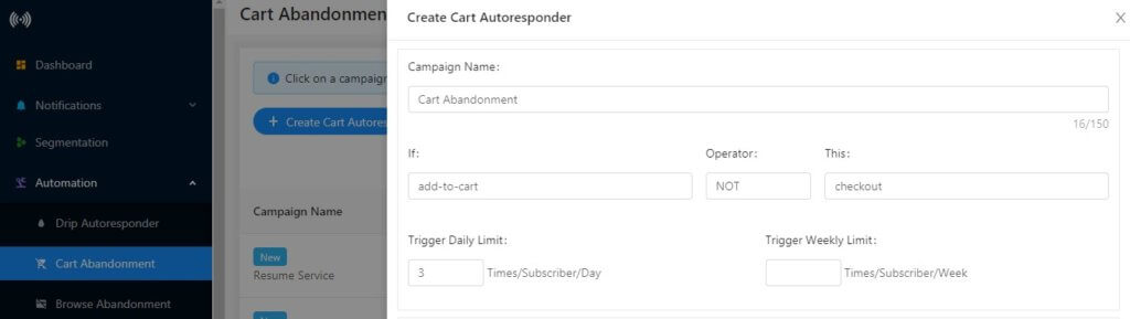 creating cart abandonment campaign