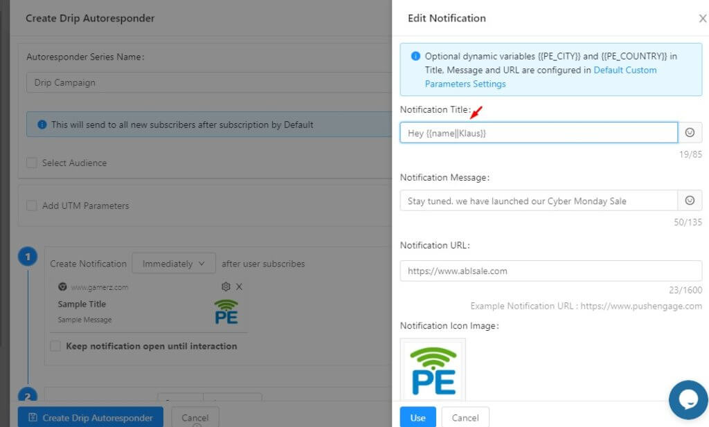 drip notification personalization