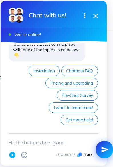 tidio online chat shopify app