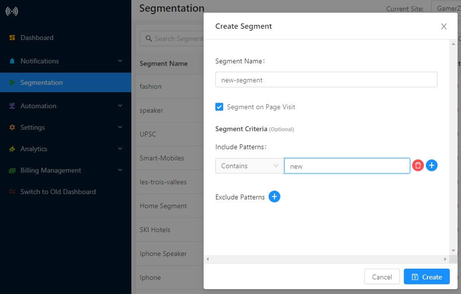 segment creation