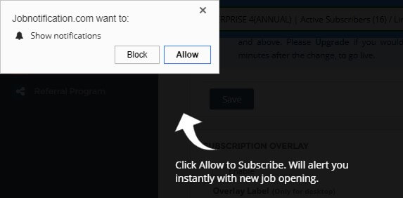 web push subscription opt-in for job websites