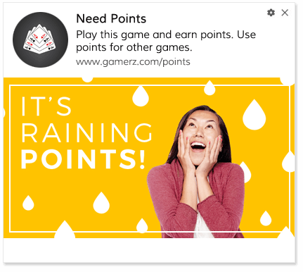 Play game earn points web push notification example