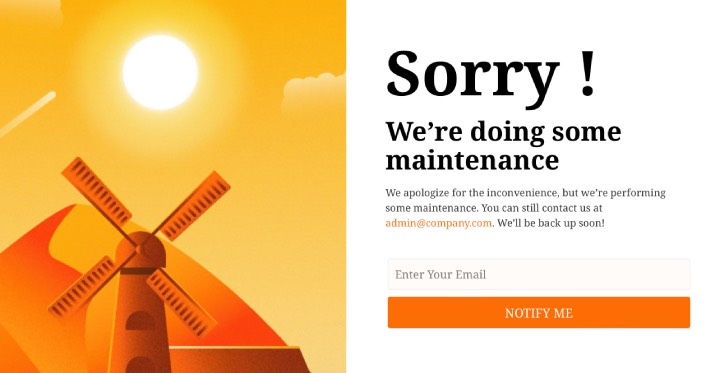 Maintenance Page Responsive Landing Page Templates