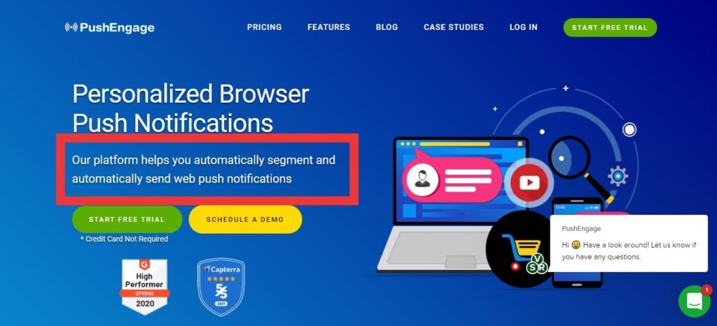 content copy of landing page