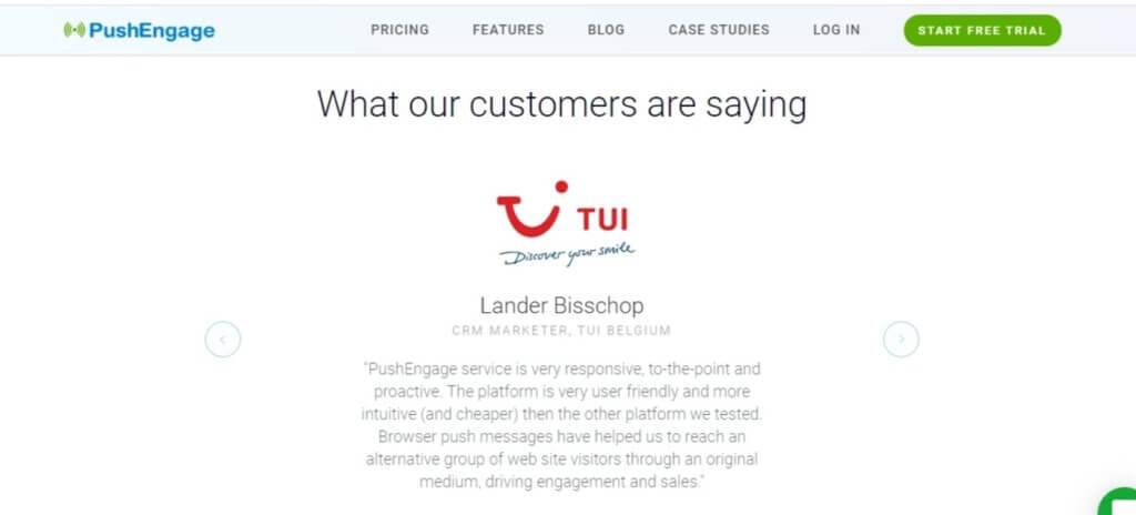 testimonials in landing page