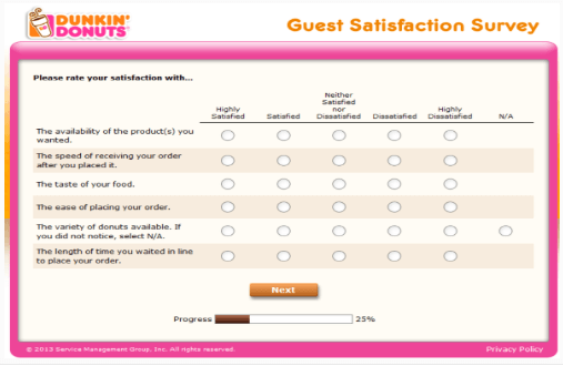 dunkin donut survey