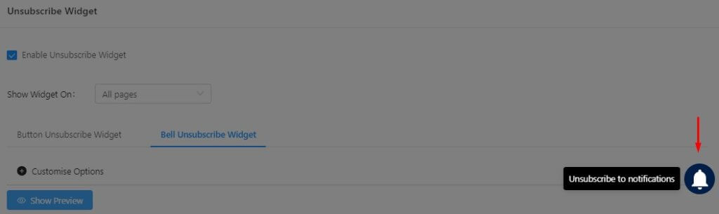push unsubscribe option