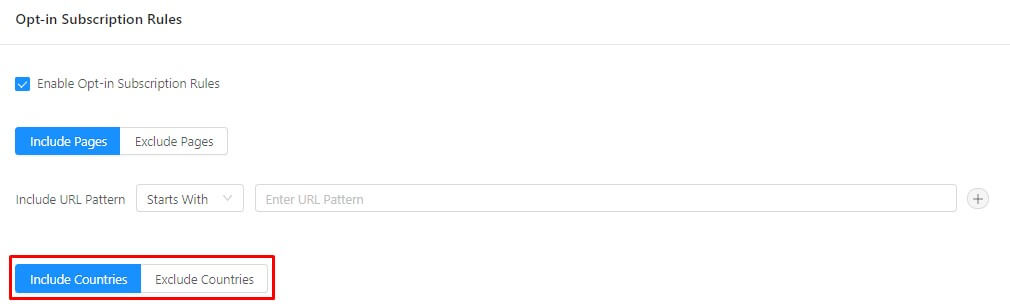include-exclude countries in push opt-in