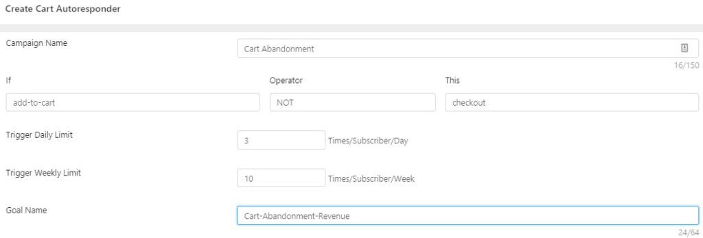 Cart Abandonment Settings done for e-commerce