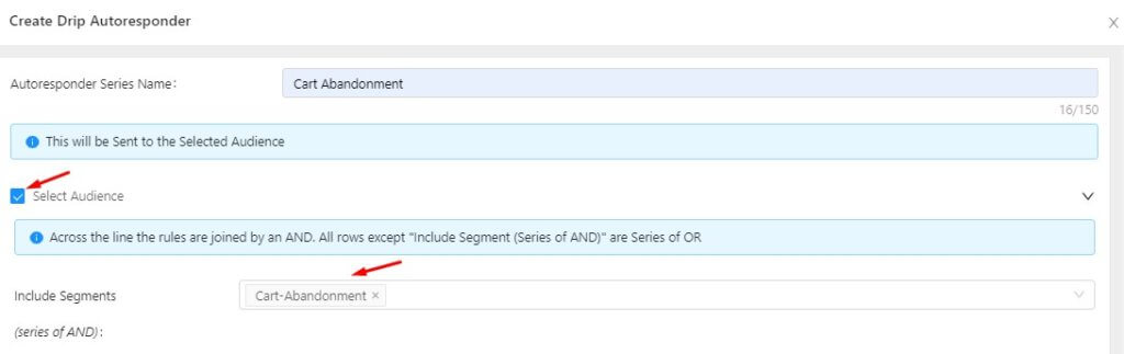 segment selection in drip cart abandonment