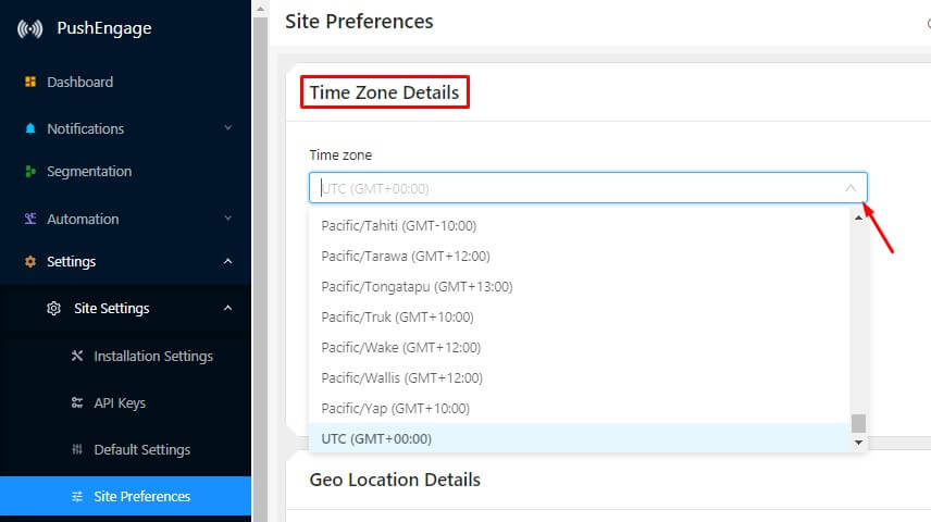 time zone settings for WordPress site