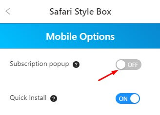 Mobile push notification OFF option