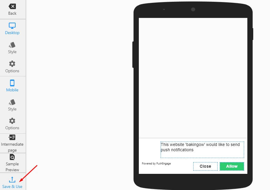 Save & Use push notification optin