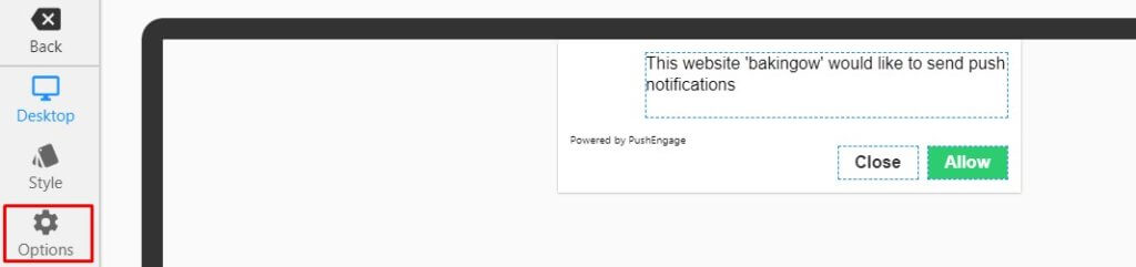 desktop options in push notification optin