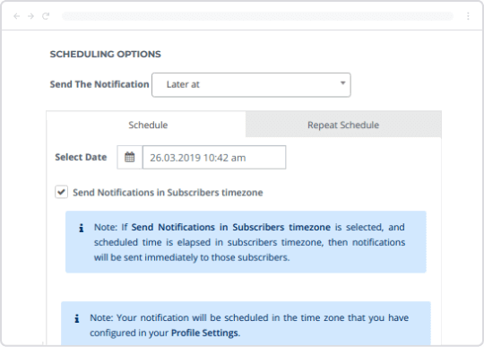 schedule push notifications in subscriber time zone