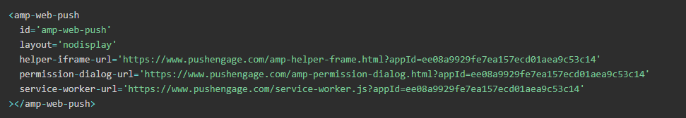 AMP Web Push HTML configuration