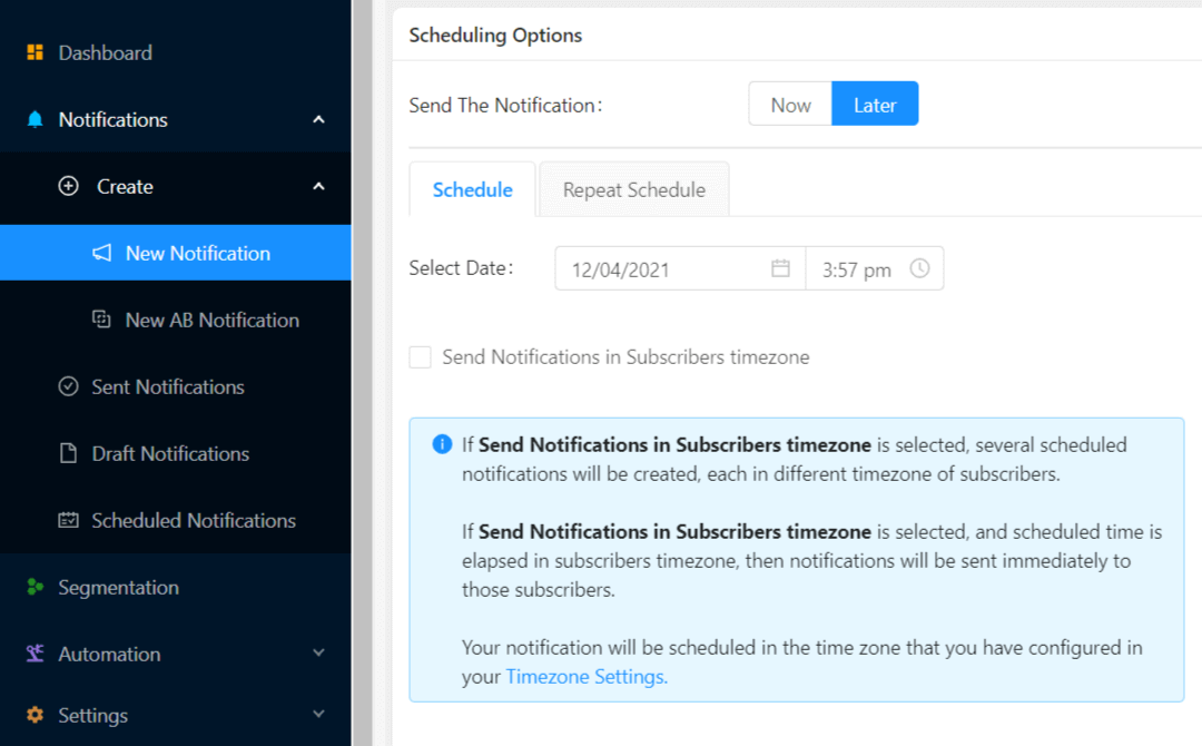 schedule push notifications