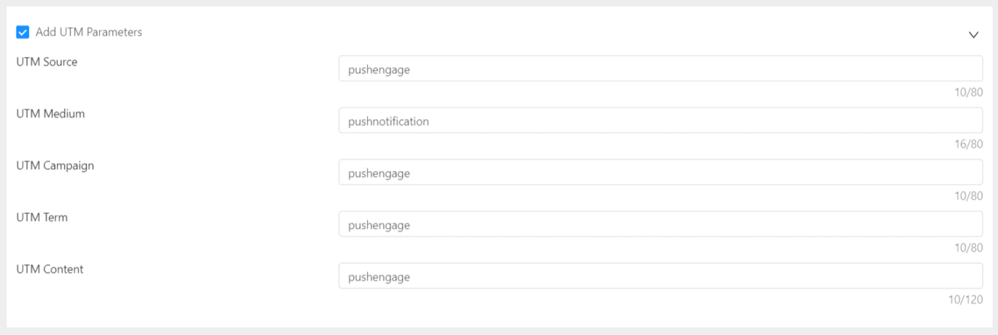 Setting UTM parameters