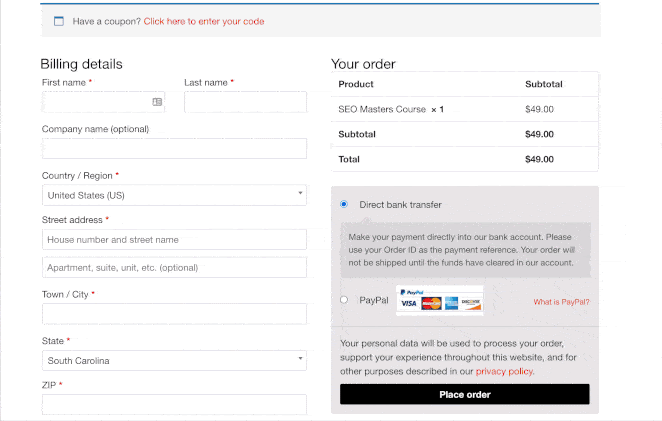 Product Grid on Checkout Page