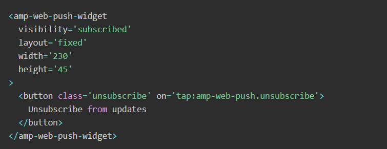 Unsubscribe from updates` button.