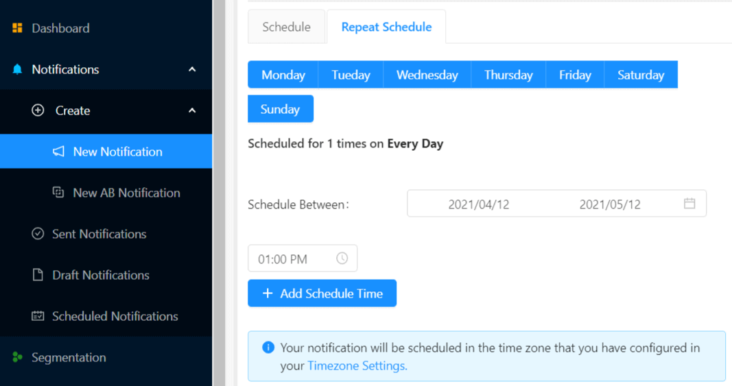 Adding repeat scheduling