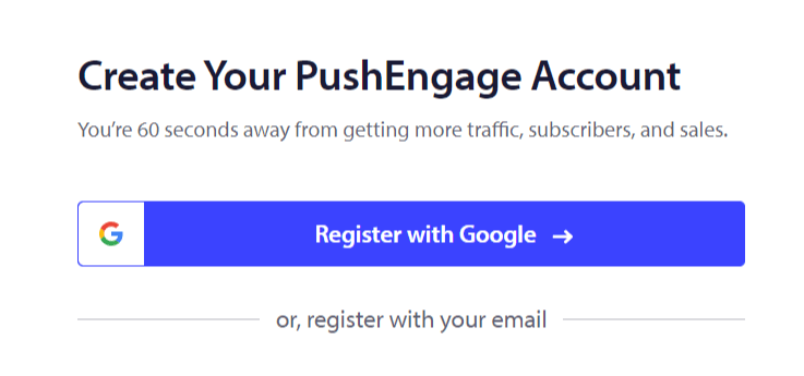 Create PushEngage Account