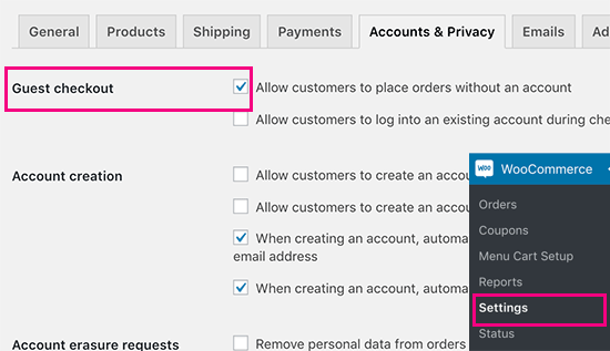 Guest checkout for WooCommerce