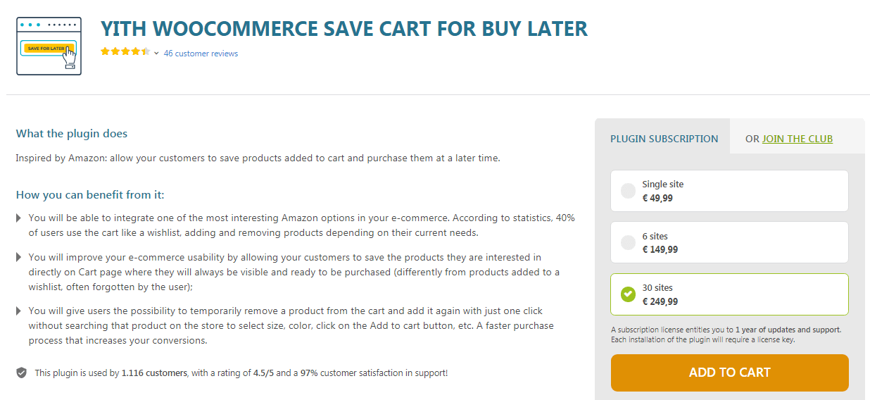 Save for Cart WooCommerce