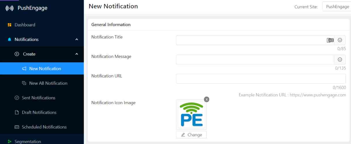 Create New Push Notification
