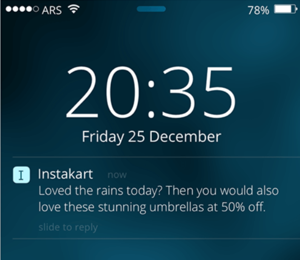 Instakart personalized push notification