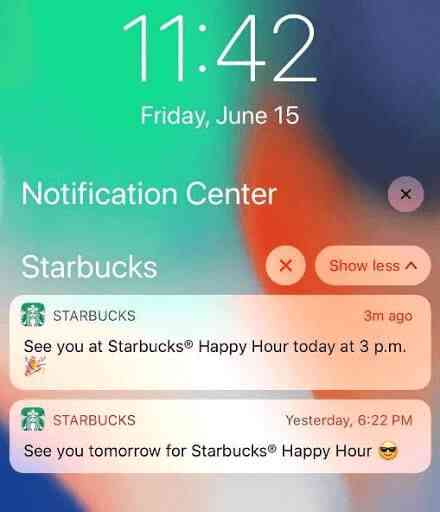 Starbucks conversational push notification